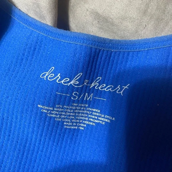 Derek Heart Royal Blue Ribbed Blouse - Picture 3 of 4